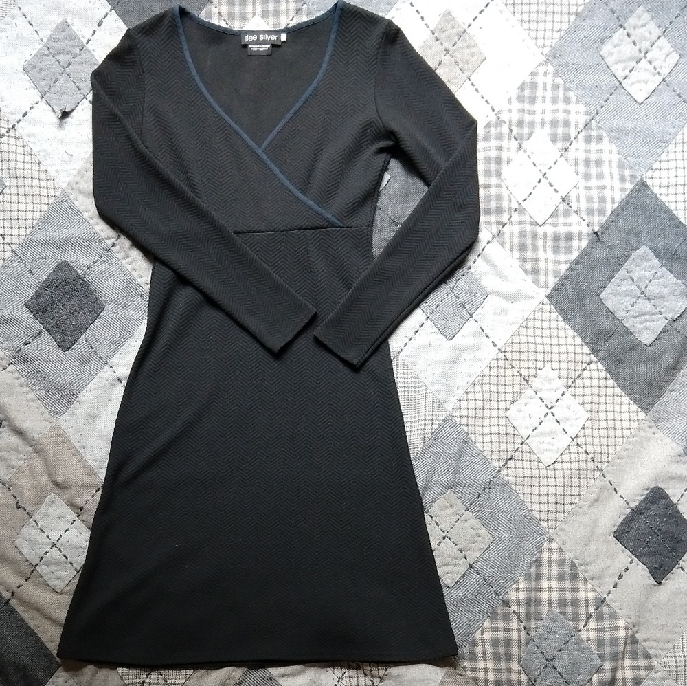 Jlee Silver Black Chevron Navy Trim Fit & Flare